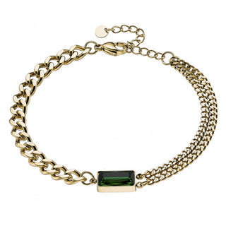 Women's Bracelet N-00954G Artcollection Steel 316L- Gold IP-Emerald Color Stone