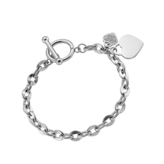 Women's Bracelet-Heart N-009561 Artcollection Steel 316L White Pearl