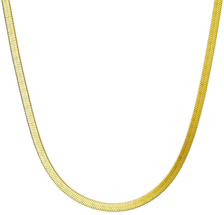 Women's Necklace-flat steel chain 316L gold IP N-03567G 4mm