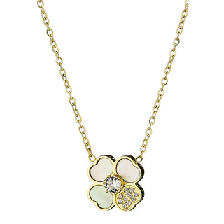 Woman surgical steel medium clover necklace with white  crystal stones   N-07107 Artcollection
