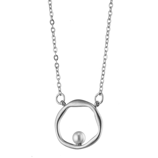 Women's Necklace Circle-Pearl Steel 316L N-07171 Artcollection