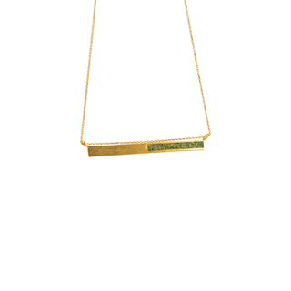 Women's Short Handmade Necklace  Green Line QC171N THE PENGUIN Brass