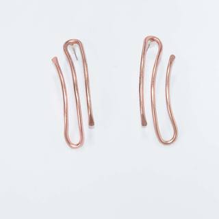Earrings Handmade Zigzag Bronze Pink Gold Plated SK3061-R