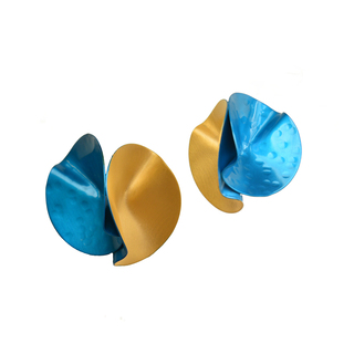 Women's Handmade Earrings Flower Lila Mode SK714-TG Brass Gold Plated-Turquoise IP
