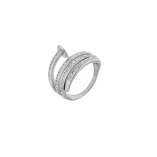 Γυναικείο Δαχτυλίδι Ατσάλι 316L-Λευκά Κρύσταλλα SU-WRG003S Visetti