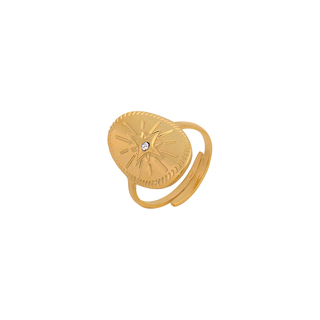 Γυναικείο Δαχτυλίδι Αστέρι Ατσάλι 316L-Χρυσό IP-Λευκό Ζιργκόν SU-WRG015G  Visetti