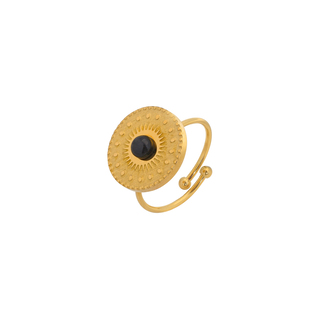 Γυναικείο Δαχτυλίδι Μαύρος Όνυχας Ατσάλι 316L-Χρυσό IP SU-WRG017GB  Visetti