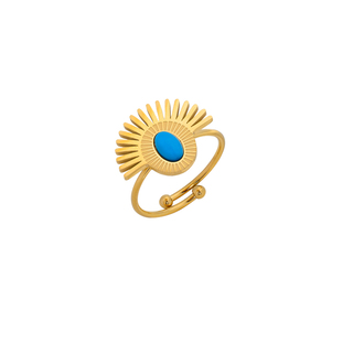 Γυναικείο Δαχτυλίδι Ήλιος Ατσάλι 316L-Χρυσό IP-Τυρκουάζ SU-WRG018GQ  Visetti