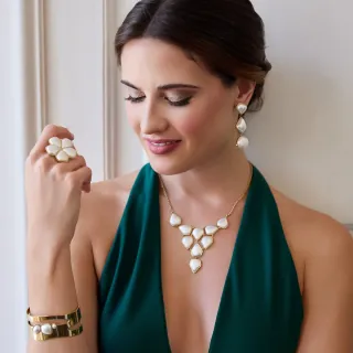 Γυναικεία Μακριά Σκουλαρίκια Whim Shella DPE294 Anartxy Ατσάλινα-Επιχρύσωση IP Και Πέρλες