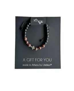 Men's Handmade Bracelet "Wood & Cross" Brass 5212018765955 LifeLikes