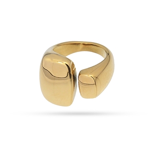 Women's Sculptural Wide Ring Waves Both BAN119D Anartxy 316L Steel-IP Gold Plating
