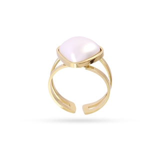 Women's Ring Whim Shella BAN241A1 Anartxy Steel With IP Gold Plating And White Pearl Anartxy