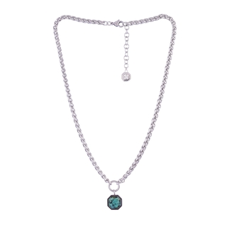 Ανδρικό Κολιέ Collar Ares Ατσάλι 316L-Πράσινη Ορυκτή Πέτρα H265VER Anartxy