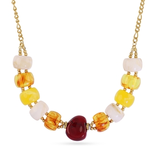 Women's Necklace Marbles Murmur DCO212B Anartxy Steel-Gold Plated IP With Cast Resin Stones