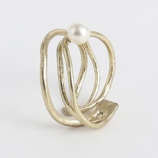 Women's Handmade Ring Lumina GD1627a-101-364 Kalliope Brass-Pearl
