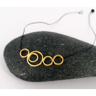Women's Handmade Short Necklace "Dots" DKK15 Art7702 Brass-Gold Plated