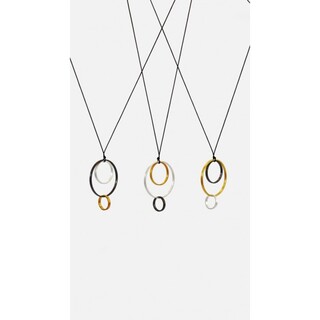 Women's Handmade Double Long Necklace ΔΚΜ02 Art7702 Brass-Cord