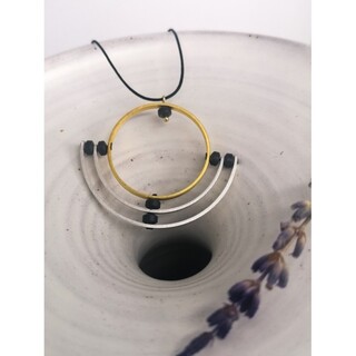 Women's Handmade Long Necklace "Incas" ΔΚΜ33 Art7702 Brass-Cord