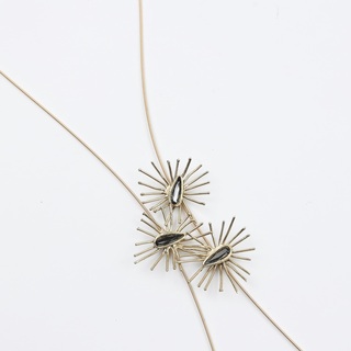 Women's Handmade Long Necklace Leon | GK1642L-101-305 Kalliope Brass-Gray Crystal