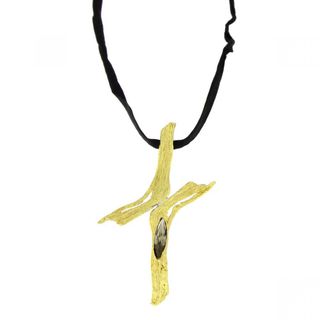 Women's Long Cross Necklace I GK1398 Black Kalliope Brass