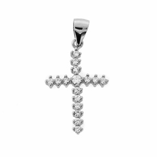 Women's Cross Pendant Silver 925 With White Zircons 105100227