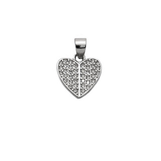 Γυναικείο Μενταγιόν Καρδιά Ασήμι 925-Επιπλατίνωση Με Λευκά Ζιργκόν 105100431