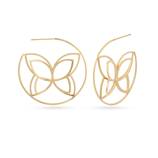 Women's Hoop Earrings Butterfly Kaleia Futter DPE314D Anartxy 316L Steel-IP Gold Plating
