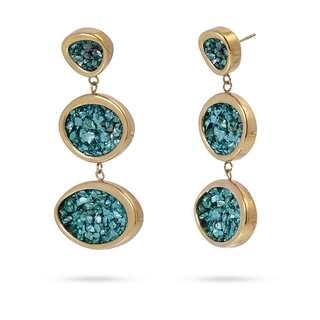 Women's Earrings Nagoya CPE963AT Anartxy Surgical Steel 316L-Gold Plated IP-Mosaic of Turquoise Crystals