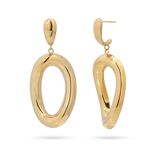 Women's Long Earrings  Oval Waves Current CPE920 Anartxy Steel