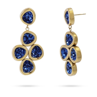 Women's Earrings Saitama CPE965AZU Anartxy Surgical Steel 316L-Gold Plated IP-Mosaic of Blue Crystals