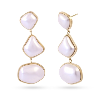 Women's Long Earrings Whim Shella DPE294 Anartxy Steel-Gold Plating IP And Pearls