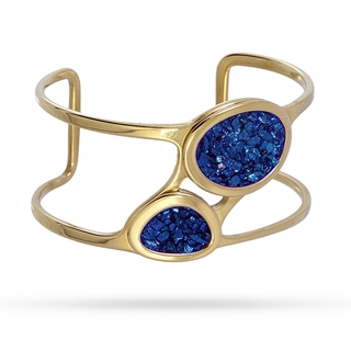 Women's Cuff Bracelet Sapporo BPU994AZU Anartxy Surgical Steel 316L-IP Gold Plating-Blue Crystal Mosaic