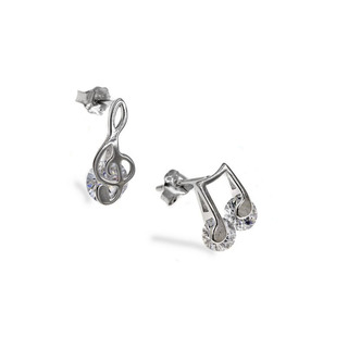 Children's Earrings Clef-Note Silver 925 Zircon 103102601