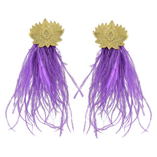 Women's Handmade Earrings HYAKINTH Desperate Design Bronze-Purple Feathers