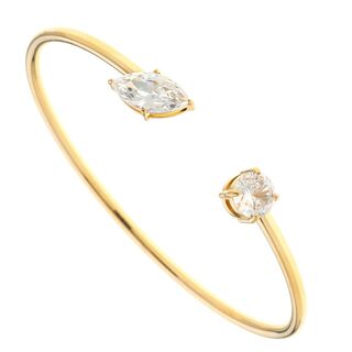 Women's Cuff Bracelet Made of 316L Stainless Steel-IP Gold Plating With White Zircons SS140080-3 Arteon