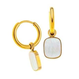 Γυναικεία Σκουλαρίκια Κρίκοι Με Charm Arteon SS540066-3 Ατσάλι 316L-Gold IP Λευκό  Φίλντισι