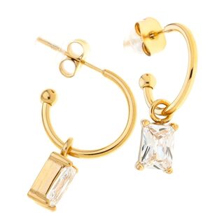 Women's Hoop Earrings WIth Charm Arteon SS540072-3 Steel 316L-Gold IP White Crystal