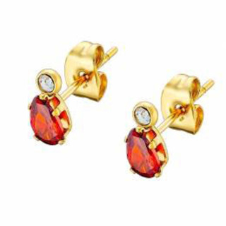 Women's Stud Earrings Surgical Steel 316L With Red Zircons N-02270 Artcollection