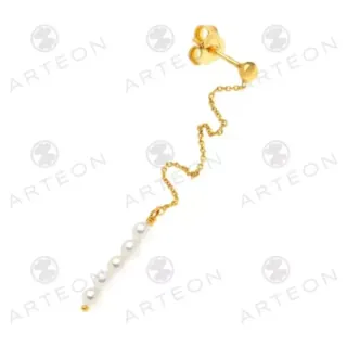 Γυναικεία Κρεμαστά Σκουλαρίκια Ασήμι 925-Επιχρύσωση Με 4 Πέρλες 51306 Arteon