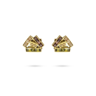 Women's Earrings  Multicolored Zirconia S.Steel 316L-IP Gold Plated CPE290D Anartxy