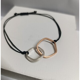 Women's Handmade Twotone Bracelet "Links" LN14 Art7702 Brass-Cord