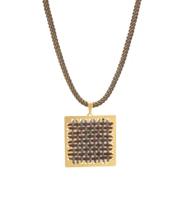 Women's Handmade Impressive Rosette Necklace Tessera Kedima Brass-Thread Gray-Brown 5212018789456 LifeLikes