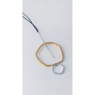 Women's Handmade Long Two-Tone Necklace "Links" LN06 Art7702 Brass With Gold And Silver Plating-Cord