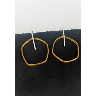 Women's Handmade Long Two-Tone Earrings "Links" LN02 Art7702 Brass With Gold And Silver Plating-Cord