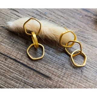 Women's Handmade  Earrings "Links" LN03 Art7702 Brass With Gold Plating IP