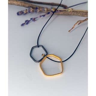 Women's Handmade Twotone Necklace "Links"  LN04 Art7702 Brass-Cord