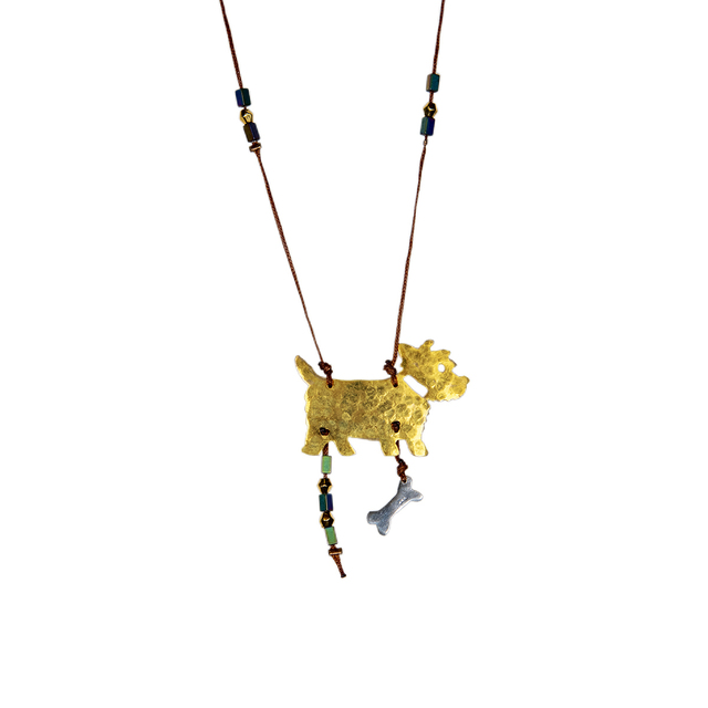 Women's Dog Handmade Necklace KRAMA JEWELS Bronze ΚΜ67