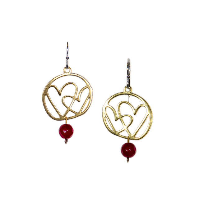 Women's Handmade Earrings Hearts KRAMA JEWELS Bronze And Silver 925 ΣΜ14